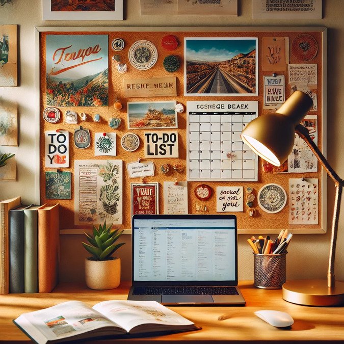 Organized college desk